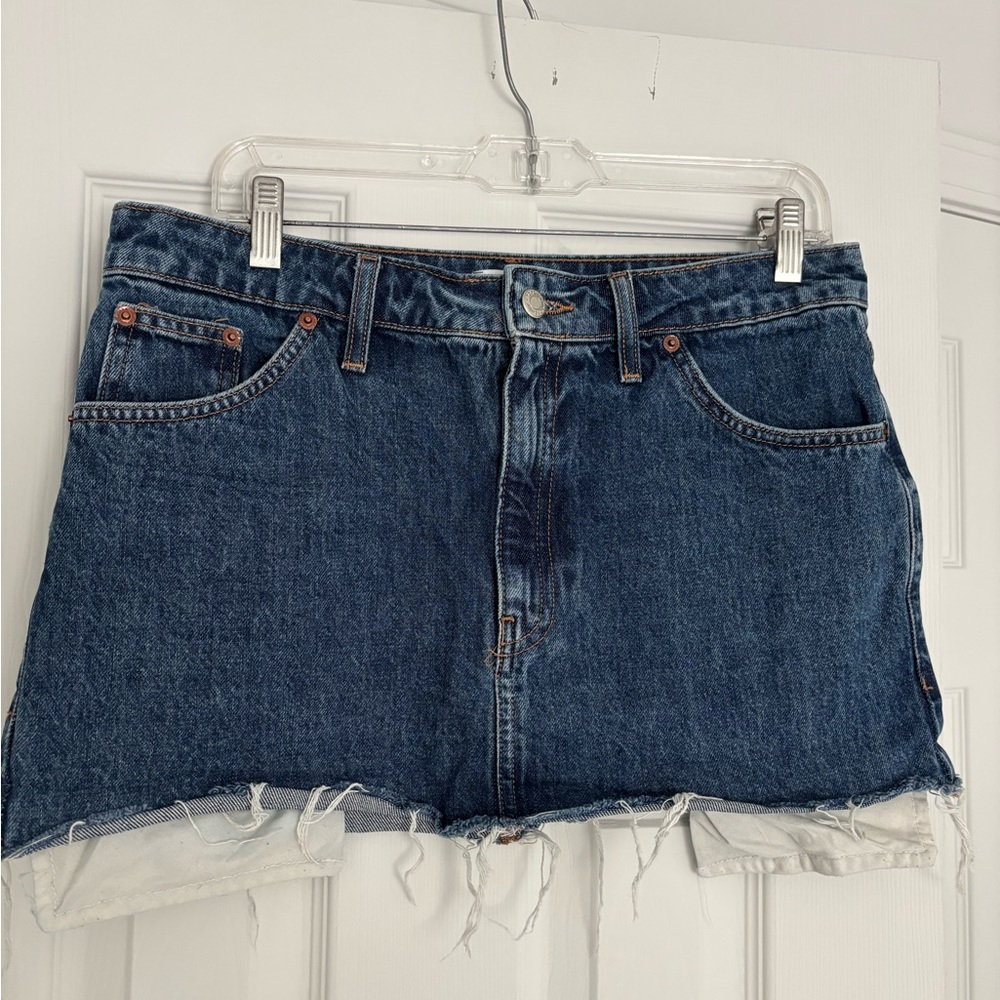 New Topshop Dark Blue Denim Mini Skirt